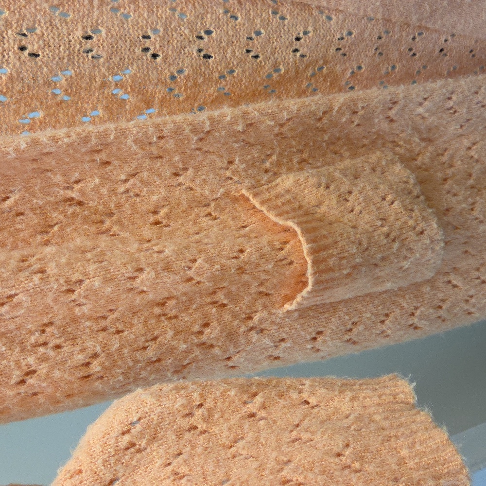 FRNCH Paris Open Knit Duster Cardigan Oversized Peach Boho Longline - Picture 3 of 9